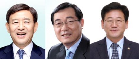 사진 왼쪽부터 허성곤 김해시장, 민홍철, 김정호 국회의원 순. 사진=시청·국회 홈페이지 갈무리.
