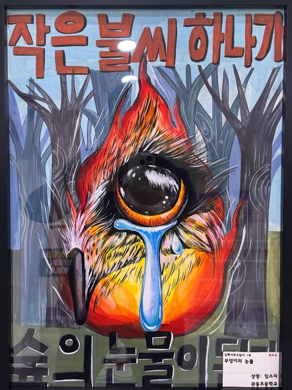 최우수상 수상한 관동초 5학년 임소리 학생의 작품 '부엉이의 눈물'/사진=김해서부소방서